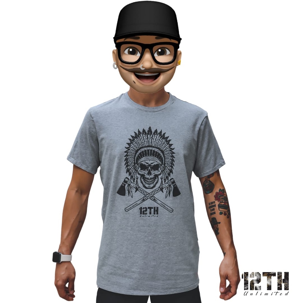 Polera estampado calavera indio 12th color gris