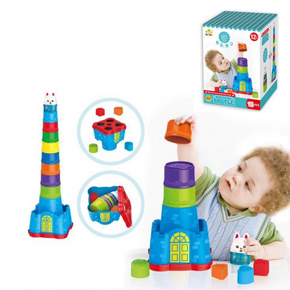 CASTILLO DE ENCAJE Y CILINDRO APILABLES 15 PCS.