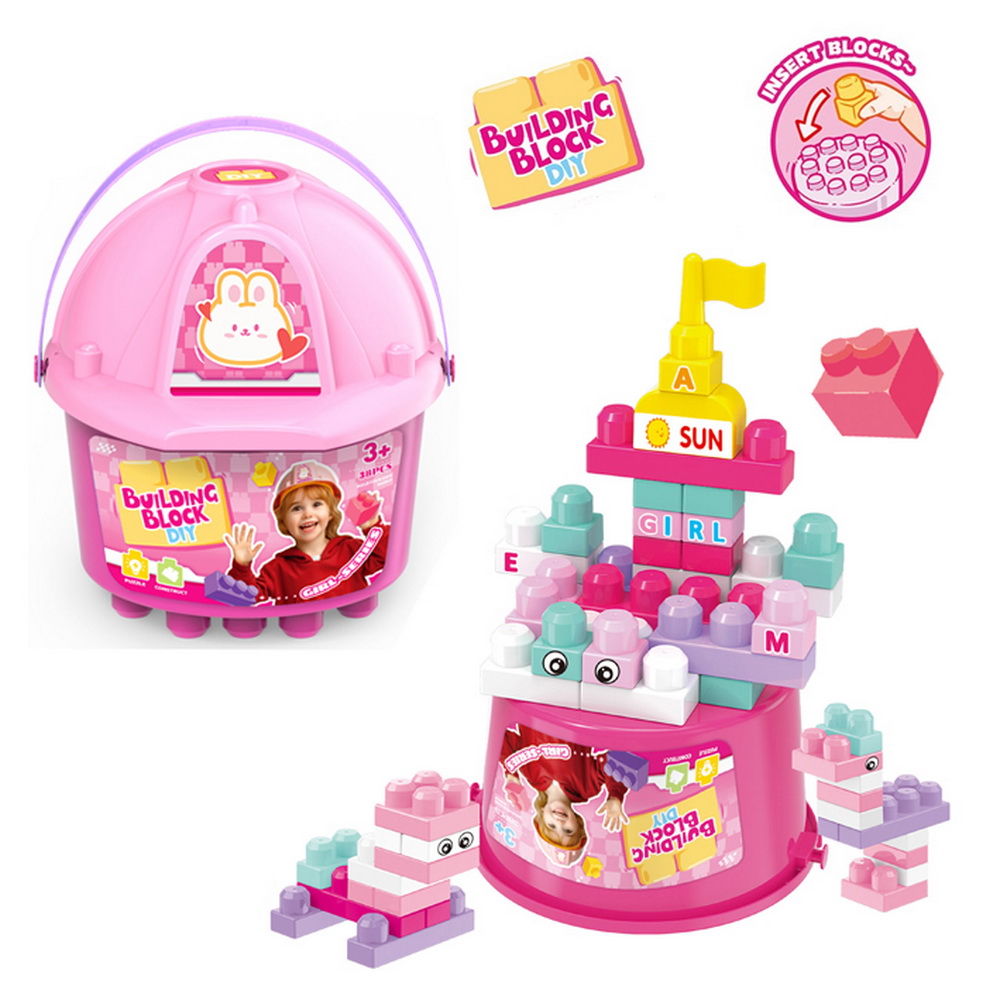 BALDE PINK CON CASCO BLOQUES 38 PCS.