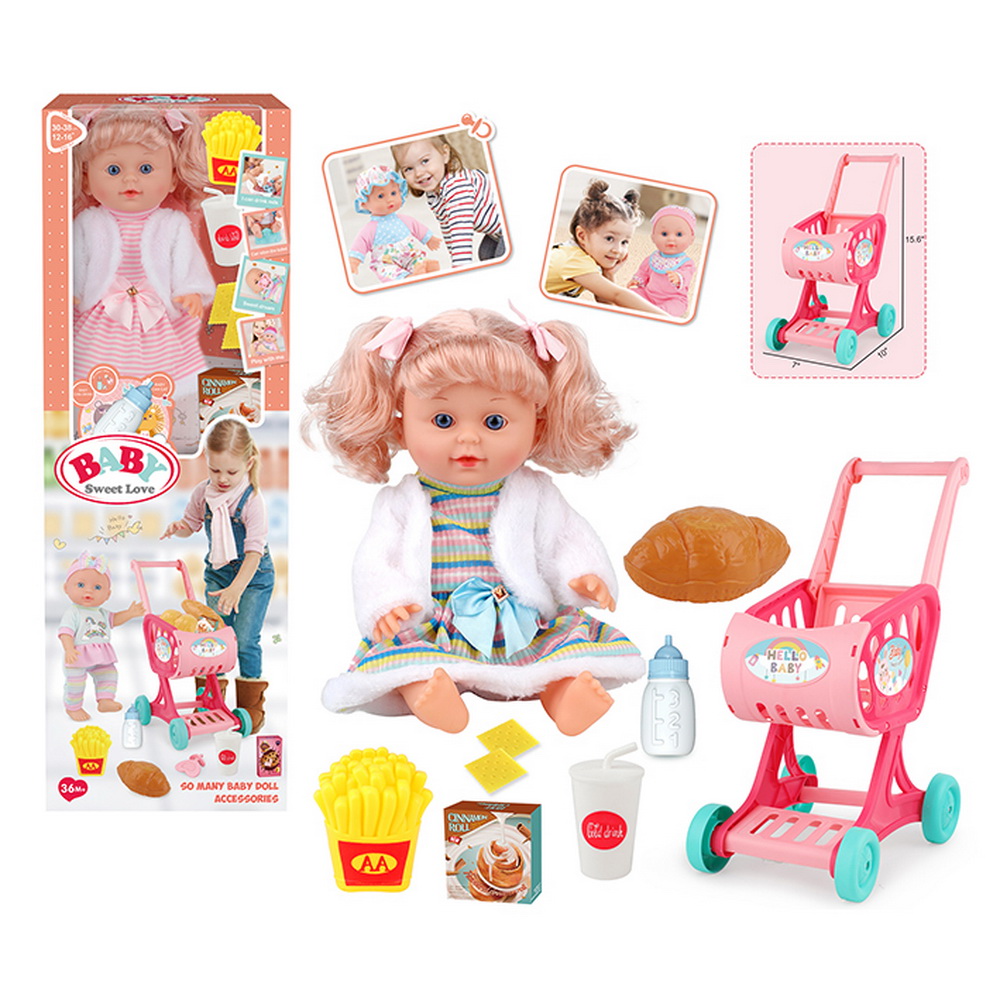 MUÑECA CON CARRITO SUPERMERCADO