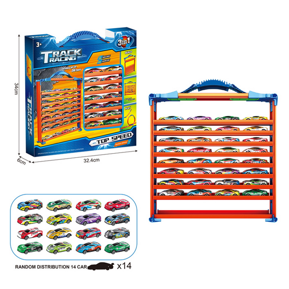 MALETA PISTA PARA GUARDAR AUTOS INCLUYE 14 PCS.