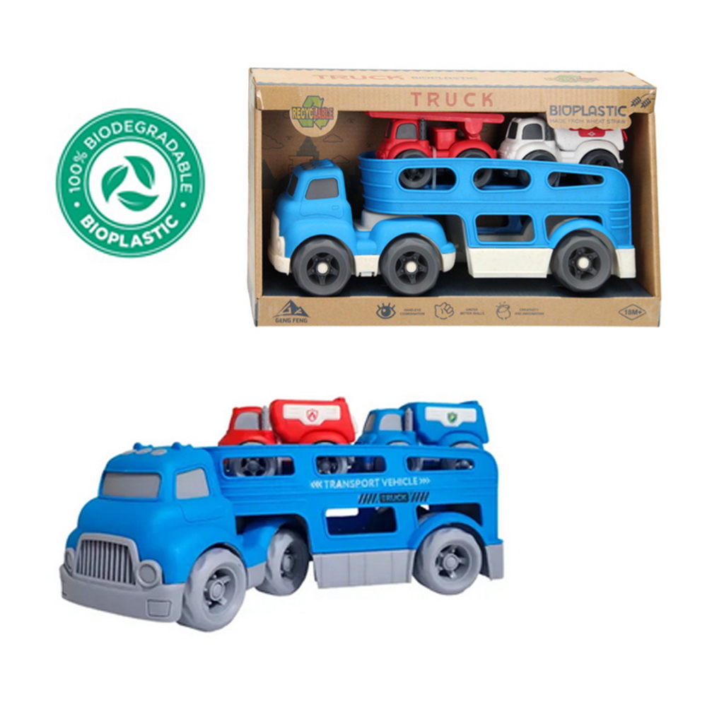 CAMION CON 2 VEHICLOS EMERGENCIA Y SONIDOS BIOPLASTIC