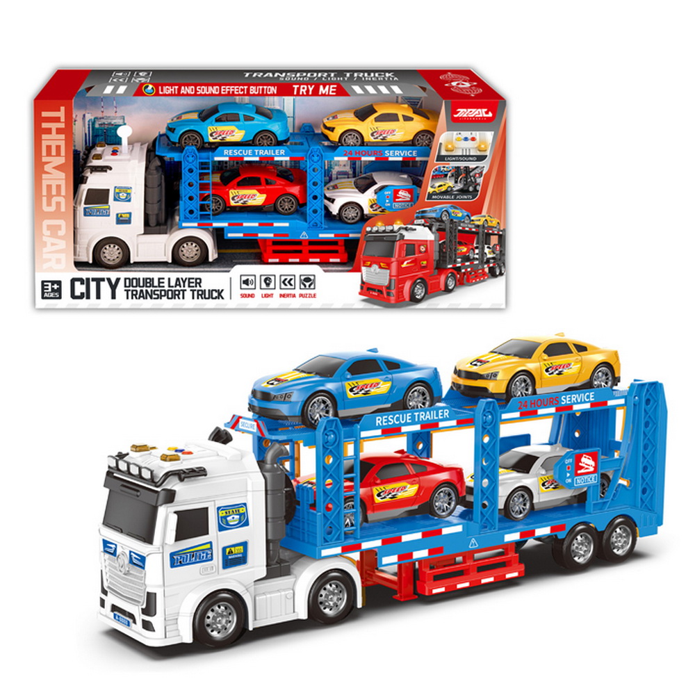 CAMION TRANSPORTA 4 AUTOS CON SONIDOS