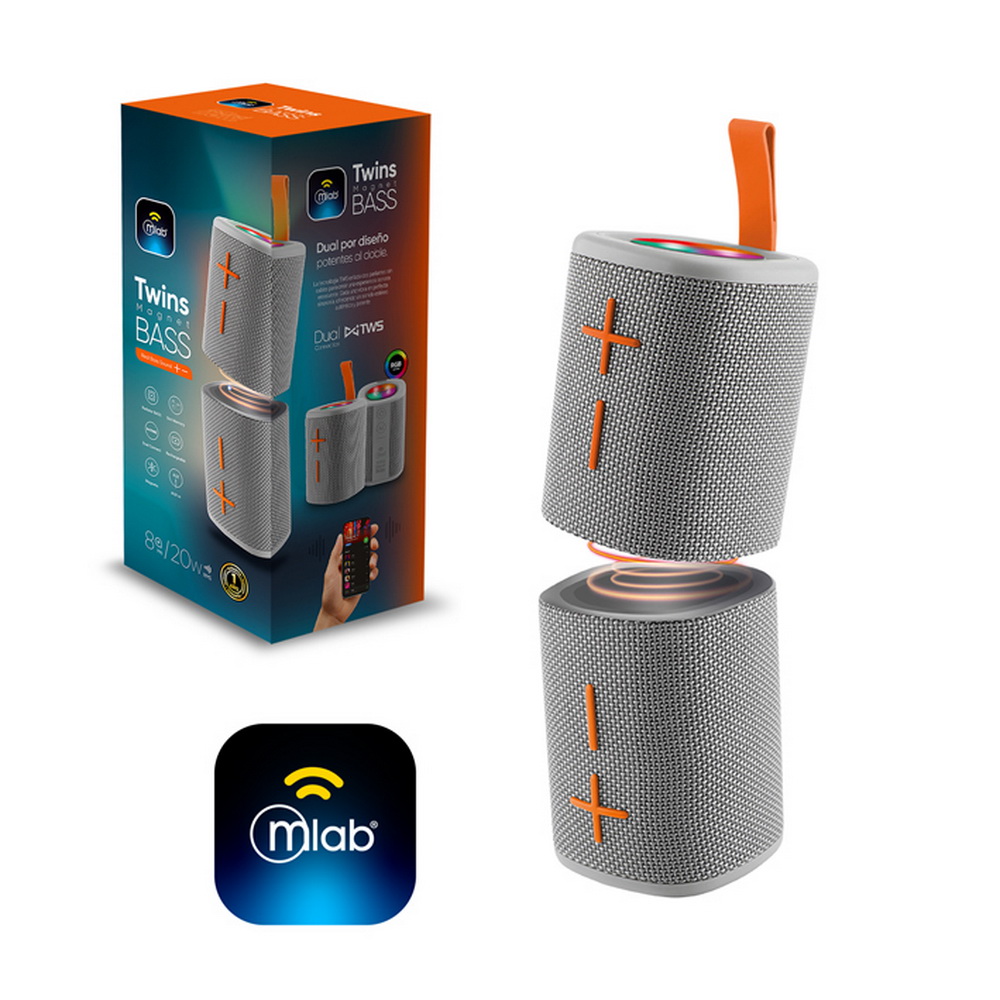 PARLANTE TWINS 2 en 1 MAGNET BASS GREY MLAB